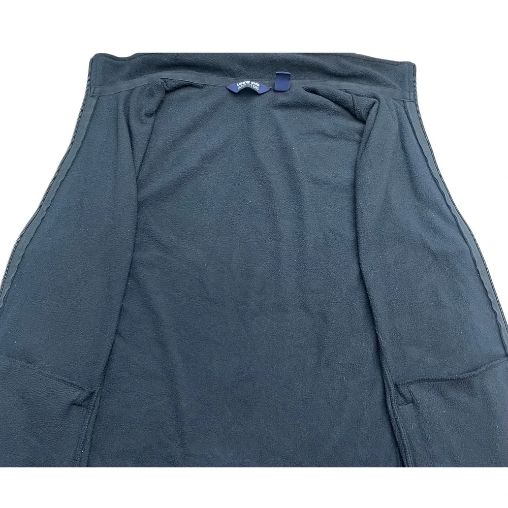 Lands End Fleece Vest‎ Mens Large Black Full Zip Pockets